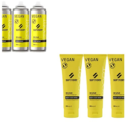 7tlg. Set von Sport RE:vive Funky Gelb Männer Deospray Deodorant Body Spray & 2in1 Duschgel & Shampoo + Dustbag von STUDIO.MUNET