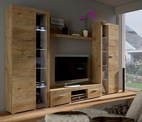 Com4t-style Living room furniture set Oak tv unit cabinet dispaly shelf Large tv bench modern