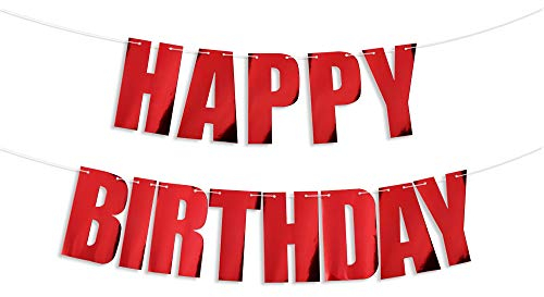 Geburtstag Girlande Banner Happy Birthday Girlande Banner Wimpelkette Bunte Wimpel Girlande Geburtstagsgirlande für Kinder Geburtstag Party Dekoration Schriftzug (Rot)