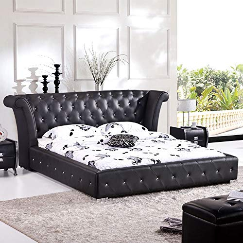 jvmoebel Chesterfield Big Bett XXL Kopfteil Betten Polster Hotel Samt Schwarz Stoff Ohren