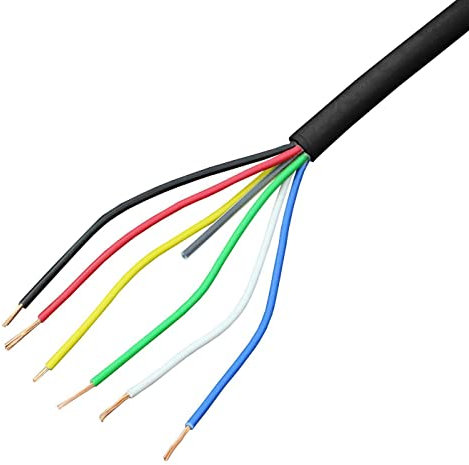 Lumonic 6x 0,34mm² Cavo di controllo LED nero 10m I cavo rivestito a 6 fili flessibile I cavo di controllo schermato, prolunga LiYY, cavo di alimentaz
