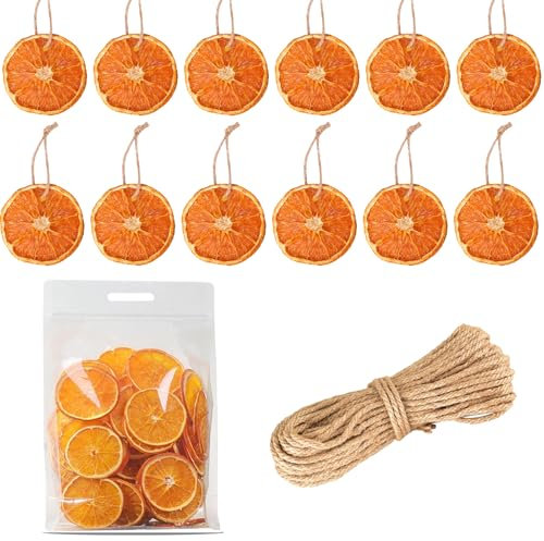 30Pcs Dried Orange Slices, with 30Pcs Hemp Rope, Christmas Wreath Making Supplies for Christmas Wreath Florist Floral Decoration DIY Crafts Party Decor
