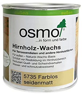 Osmo Hirnholz-Wachs farblos 5735 seidenmatt zum Schutz von Hirnholzenden 375ml + Flächenstreicher Pinsel von Pfahler