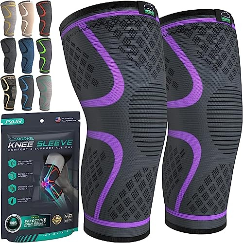 MODVEL Paquete de 2 Rodilleras de Compresión para Hombres y Mujeres | Rodilleras para Correr, Ortopédicas para el Alivio de Rotura de Menisco, Artritis y Malestar Articular