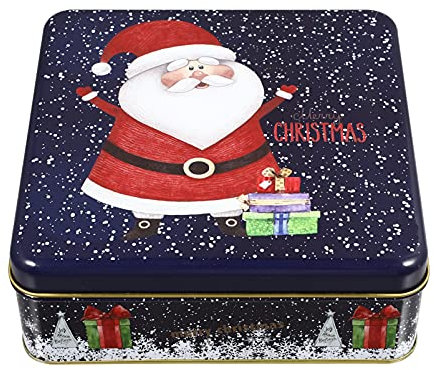 Cabilock Keksdose Weihnachten Weihnachtsmann Muster Blechdose Metalldose Plätzchendose Gebäckdose Süßigkeit Cookie Dosen Weihnachtsdose Vorratsdose für Weihnachten Urlaub Party Favor Gastgeschenke