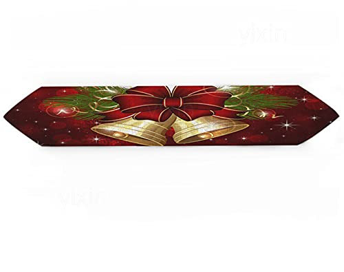 Banemi Tischläufer Hochzeit, Tischdecke Garten Rot Glocken Bettwäsche aus Baumwolle 33X178cm Maritime Tischdeko