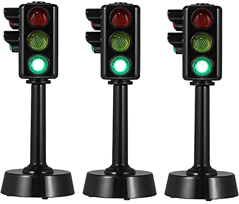 STOBOK Lot de 3 feux de signalisation pour enfants - Mini éducation précoce - LED - Panneau stop - Pour enfant