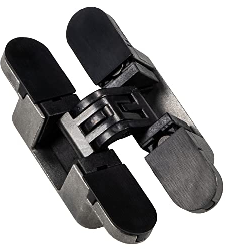 JUVA Cerniere pieghevoli invisibili | 2 pezzi nastro di foratura nero 180° per porte girevoli | KUBIKINA | Cerniere resistenti per porte di mobili | Cerniere per legno spessore a partire da 18 m