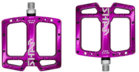 Pozzobon 9/16 CNC Aluminiumlegierung Plattform Fahrradpedale, MTB Mountainbike Pedale, Rennrad Trekking Anti-Rutschpedale mit 3 Bearings Wasserdicht Anti-Staub MITO (Verträumt Lila)