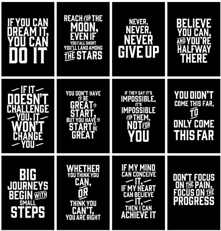 Verbier Wandkunst, inspirierende Zitate, A4, Motivationsposter für Raumdekoration, Fitnessstudio, Bürodekoration, Schlafzimmer, Küche, erhebende positive Bestätigungskarten (Set A)