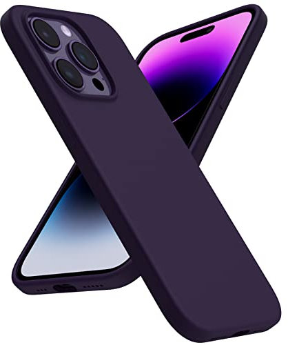 ACRONIX Cover in Silicone Per iPhone 14 Pro(6.1),Silicone Liquido Premium,Protezione Completa: Cover Antiurto a 3 Strati, Custodia Morbida Microfibra Antigraffio Per iPhone 14 Pro Case-Viola scuro