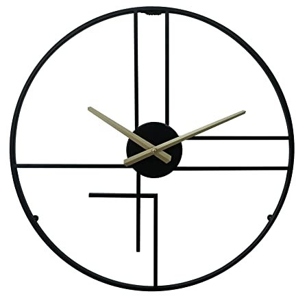 Rebecca Mobili Moderne Wanduhr, Große Wanduhr, Metall, Schwarz Gelb, Minimalistisches Design, Für Wohnzimmer Büro - Durchmesser 50 cm x T 4,5 cm - Art. RE6783