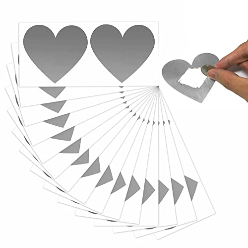 30 Stück Rubbelsticker Etiketten,7cm Rubbel Herz Etiketten Rubbellose Aufkleber, Scratch Sticker, Rubbelkarten Rubbellose Überraschungen Gutscheinkarten Einladungen Hochzeit- Silber