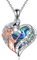 Wolf Schmuck Geschenke Sterling Silber Liebesherz Wolf und Mädchen Anhänger Halskette Ich liebe dich bis zum Mond und zurück Halskette Schmuck für Damen Teenager Freundin (Wolfskette mit Abalone)