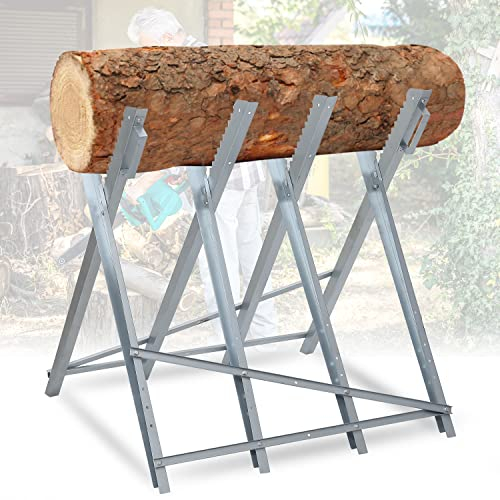 Ansobea Caballete de sierra para motosierras 81 x 80 x 80 cm, caballete de sierra de madera de hasta 150 kg, caballete de sierra reforzado