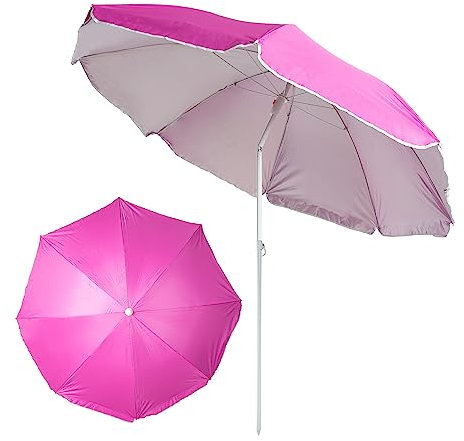 H HANSEL HOME Sombrilla Playa Inclinable de Acero Parasol Playa Plegable Protección Solar - 180cm, Rosa