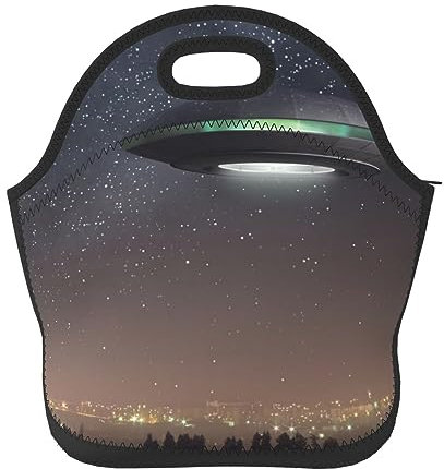 Neopren Mittagessen Tasche Für Frauen Ufo Bei Nacht Gedruckt Thermische Isolierte Mittagessen Tote Taschen Wiederverwendbare Kühler Lunch Container Box