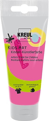 KREUL C. GmbH- 43320-Vernice Artigianale Kids Art per Bambini, Scolastica a Base d'Acqua, Rosa Fluorescente 75 ml, Vernice Opaca artisti Tela, Carta e Cartone, Vegan, 43320