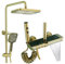 Columna Ducha Termostatica, Pantalla Digital Conjunto Ducha Altura Regulable Set de Ducha Columna de Ducha con Rociador Ducha, Alcachofa de Ducha, Ducha Bidet para WC (Oro Cepillado)
