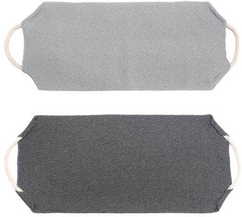 2 toallas de baño largas, esponja de ducha, toalla exfoliante, almohadilla de espalda, toalla de ducha, toalla absorbente de secado rápido, toalla de baño para espalda, unisex (gris oscuro, gris