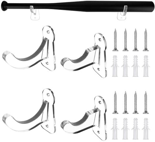 2 Paar Acryl Baseballschläger Halter Display Regal Transparente Wandhalterung Baseballschläger Halterung Baseball Ausstellungsständer für Erinnerungsstücke Sammlerstück