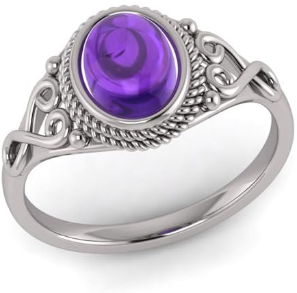 Amethyst-Steine, ovaler 3-Mircon-Gold-Polnisch-Ring – Ring mit 2 Mircon-vergoldeten violetten Amethyst-Edelsteinen – schöner Schmuck, Lünettenfassung, Geschenk für die Stimmung zum Unabhängigkeitstag