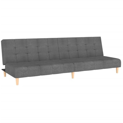 vidaXL Schlafsofa 2-Sitzer, Schlafcouch für Wohnzimmer Heimkino Büro, Gästebett mit Holzrahmen, Sofabett Tagesbett Couch Sofa Ausziehbar, Hellgrau Stoff