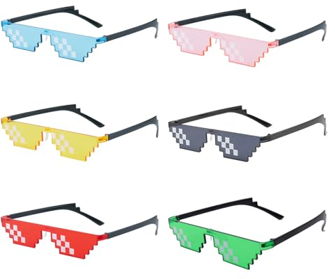 Party Brille Mlg Party Sonnenbrille Mosaik Pixel Sonnenbrille Thug Life Sonnenbrille Pixel Mosaik Brille Unisex Spielzeug Sonnenbrille für Reisen Fotografie Themenpartys Konzerte Festivals 6 Stück