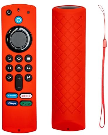 Inbrackets Remote Control Case Silicone Remote Cover Skin For Amazon Fire TV Stick 3rd Gen (Red)