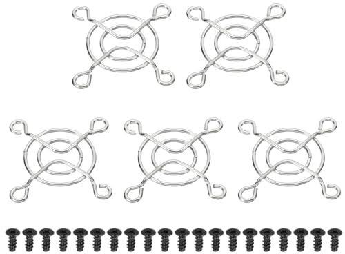 PATIKIL 40mm Fan Grill with Screws, 5 Pack Chrome Plated Iron Frame Ventilator Grill Protector Mesh Dustproof Case Cover for Computer PC, Silver Tone