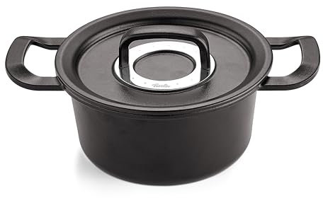 Fissler Original Profi Collection - Cacerola redonda de hierro fundido (24 cm de diámetro, 4,3 L, esmaltada, Cocotte, sin PFAS/PTFE, inducción), color negro pizarra con acero inoxidable
