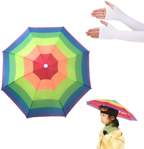 Toulifly Regenschirmhut Mini, Faltbarer Sonnenschirmhut, Outdoor Angelschirm Camping Kopfbedeckung, Sonnenschutz für Erwachsene & Kinder, für Festival, Outdooraktivitäten