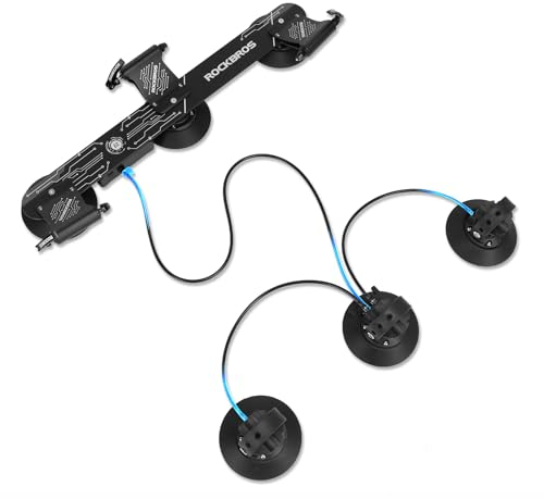 ROCKBROS Porte-vélos de Toit à Ventouse Electrique pour 1-3 vélos, Porte Vélos de Voiture Universel Quick Release avec Alarme, Noir