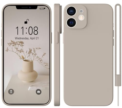 WXX für iPhone 12 Hülle Silikon Case, Handyhülle für iPhone 12 Dünn Slim mit Microfiber, Kratzfeste Rundumschutz Case Hülle für iPhone 12 6.1'' Titanium Grau