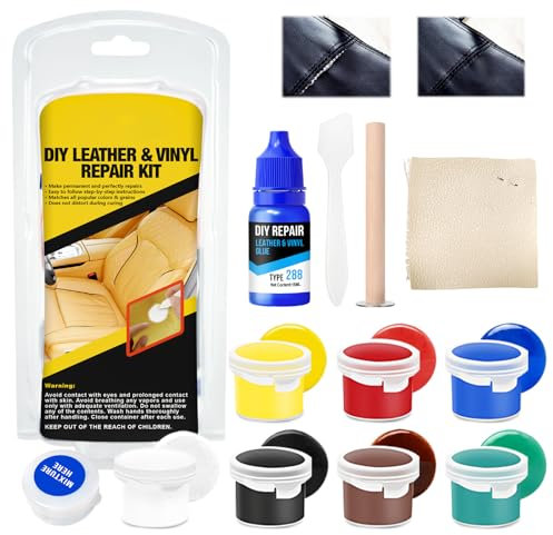ALLONY Kit Reparation Siege Auto Tissu, Reparation Siege Auto, Kit Reparation Cuir, Convient pour La Restauration Sièges De Voiture, Canapés, Meubles, Tissus d'Ameublement Ou Vestes (9pcs)