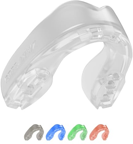 SAFEJAWZ Elements WIND Sport Zahnschutz Doppelschicht Erwachsene und Kinder Sport Mundschutz Für alle Vollkontakt-Sportarten einschließlich Rugby, MMA, Kampfsport, Judo, Hockey & Boxe (Weiß)