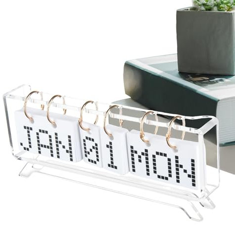 Smileshiney Umdrehkalender für den Schreibtisch,Tischkalender zum Umdrehen - Kalender in TV-Schrankform aus Acryl,Umblätternde Monats-, Datums- und Wochenanzeige, Standkalender, Schreibtischzubehör