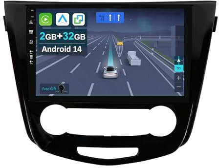 [10.1 Pollici] Android 14 2 Din Autoradio per Nissan X-Trail T32 Qashqai 2013-2021-[Integrato Wireless CarPlay/Android auto]-GPS Sat Nav Bluetooth 5.0 Wifi 4G DAB+ Mirror Link+Fotocamera