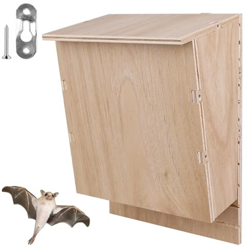 Outdoors Fledermauskasten, 24 x 8.3 x 9.9 cm Wetterfest, Großer Unterschlupf für Fledermäuse, Holz Fledermausnistkasten Nistkasten BausatzFledermaushotel Sommer und Winterquartier (Natur)