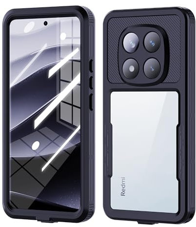 Funda ShellBox para Xiaomi Redmi Note 14 Pro 5G, IP68 Impermeable, Protector de Pantalla Integrado, Cuerpo Completo a Prueba de Golpes 360 Grados, Negro