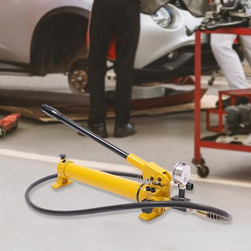 Hydraulikpumpe mit Manometer,Drucksicherheitsventil 700bar Handpumpe Hydraulischer Wagenheber Luftpumpe