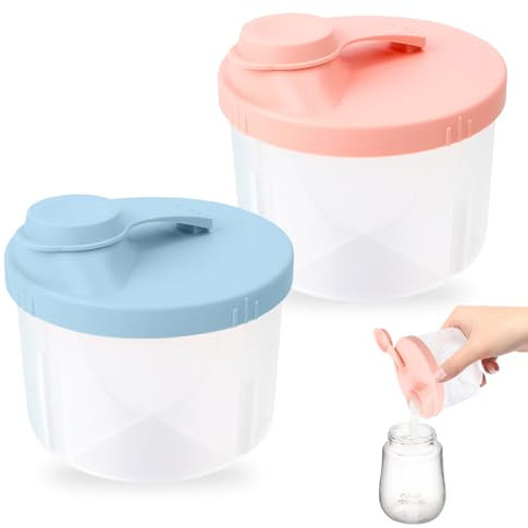 AKONE Milchpulver Portionierer Baby 2 Stück, Milchpulver Aufbewahrungsbox mit 4 Fächern, Snack Aufbewahrungsbehälter, Baby Milchpulverspender Tragbare für Reisen