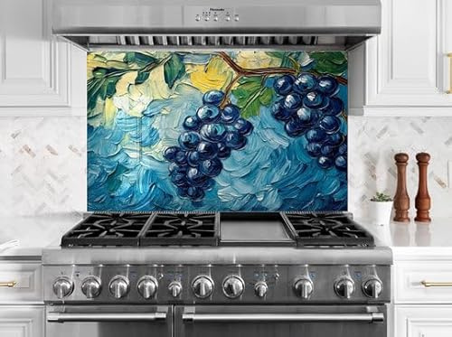 Myphotostation – Crédence en verre trempé pour cuisinière – Protection murale en verre trempé pour cuisinière, planche à découper, panneau mural de cuisinière – 110 x 70 cm