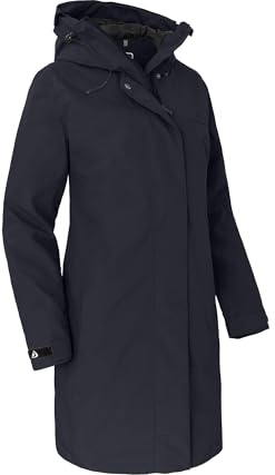 Bergson Verla Thermo | Damen Regenmantel - Leicht wattierter Damen Regenmantel, Normalgrößen, wasserdicht (20.000 mm) & Winddicht, atmungsaktiv (20.000 g/m²), Silver-Plus Ausstattung (geruchshemmend)