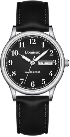 Timever Herren Armbanduhr Quarzuhr Analog mit Lederarmband,3 Zeiger,Datum,3 ATM Wasserdicht,Großen Ziffern,Geschenk für Männer