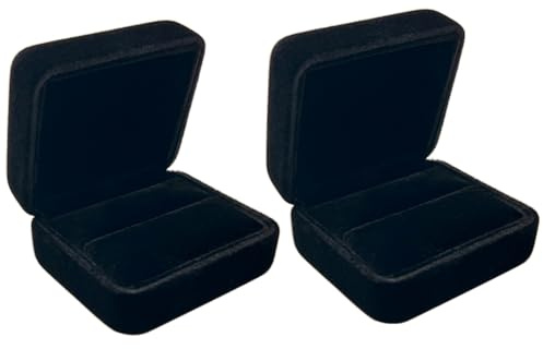 GBYAN 2 Stück Ringschachtel, Ringetui Samt Ring Box, Schmuck Geschenkbox für Verlobung, Heiratsantrag, Hochzeit, Schwarz
