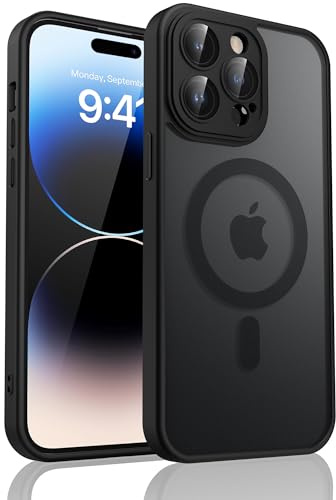 Mugust Magnetisch Hülle für iPhone 14 Pro Max Hülle, Matt Handyhülle Kompatibel mit MagSafe, Mattierte Durchscheinende Rückseite Schutzhülle Handyhülle für iPhone 14 Pro Max