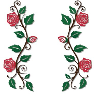 DUOOLN 2 Stück Metall Rose Baum Blatt Wanddekoration, lange Eisen-Schnörkel-Ranke Wandkunst, rustikales Hängeschild, Blumen Skulptur für über der Tür Wohnzimmer Büro Innen Außen dekoration -Rot