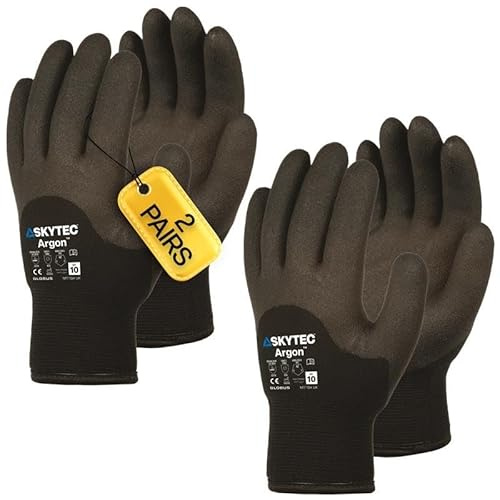 Skytec Thermal Gloves - 2 Pairs Heavy-Duty Winter Work Gloves for Men & Women - Lightweight, Argon-Insulated, Cold & Water-Resistant Safety Gloves for Secure Grip - Medium