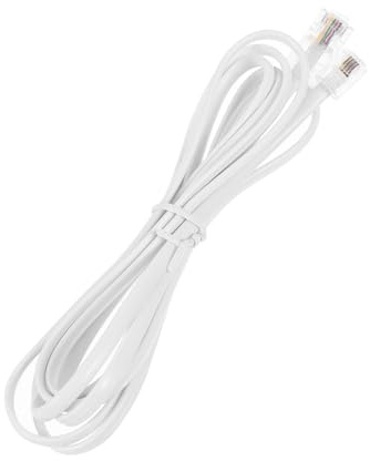 Kisangel Cavo Telefono Core con Connettori e Cavo Telefonico in Rame per Connessione Fissa Compatibile con Fax Modem e Telefoni Facile da Installare Bianco PC PC
